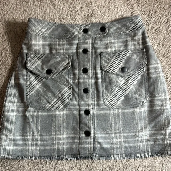 Urban Outfitters Plaid Mini Skirt with Buttons Womens medium Grey White Black - Picture 2 of 7